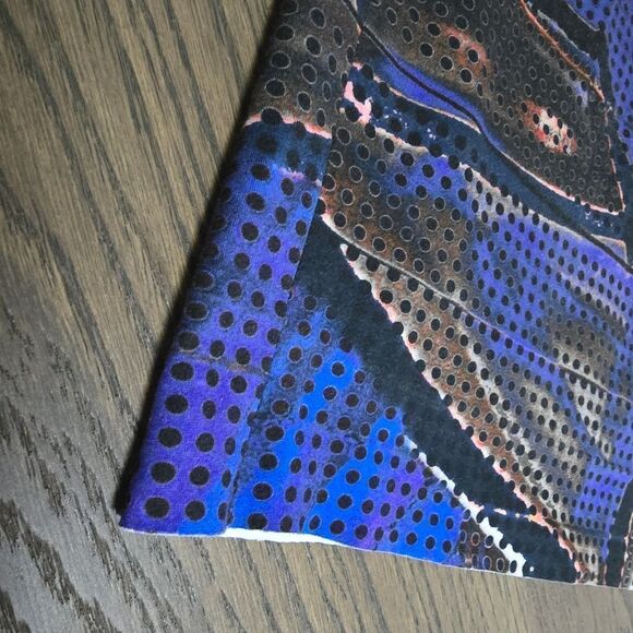 Akris Punto Perforated Faux Leather Midi Skirt in Blue Abstract Grafitti Print - Picture 4 of 14